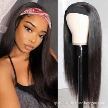Top Quality Raw Human Hair Headband Wigs,Machine Made None Lace Wigs,Cheap  Headband Wigs For Black Women